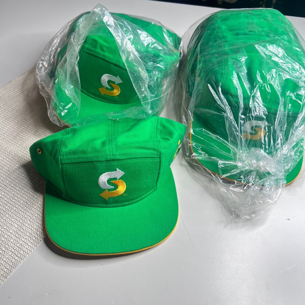 Lot of 20 Subway Employee Uniform Hats Green Snapback 5 Panel Cap Logo Bulk New